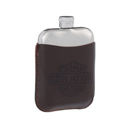 Фляжка 100% мужик, нержавеющая сталь, чехол, 180 мл, 6 oz