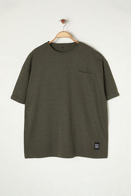 Haki Oversize/Geni_ Kesim Bisiklet Yaka Basic B_y_k Beden T-Shirt TMNSS25BF00000 - Trendyolmilla фото 2