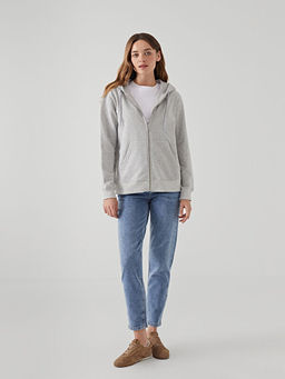 Kap??onlu Kad?n Fermuarl? Sweatshirt