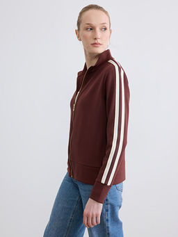 Dik Yaka Soft Touch Kad?n Fermuarl? Sweatshirt