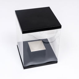 Коробка для цветов с вазой и PVC окнами, складная, 23 х 30 х 23 см, чёрный - UPAK LAND фото 2