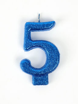 Свеча-цифра "Соло", цифра "5", синий, блеск, 8,2 см