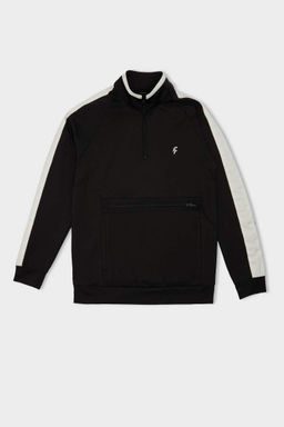 DeFactoFit Стандартный крой, спортивная толстовка с карманами и воротником-стойкой из ткани для подводного плавания с карманами и молнией