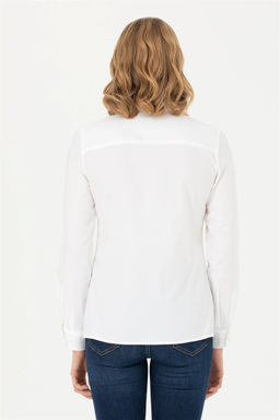 Женская белая базовая рубашка с длинным рукавом - U.s. polo assn фото 5