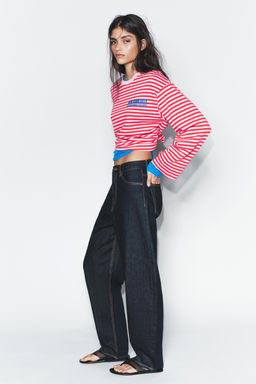 STRIPED T-SHIRT WITH SLOGAN - Zara фото 12