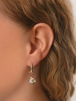 Серьги со съёмным элементом Трансформер жемчужина в нитях, белые в золоте