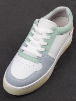 03-YG453-2 WHITE/GREEN/LT. BLUE/PINK Кроссовки женские (натуральная кожа) - Фабричный китай фото 6