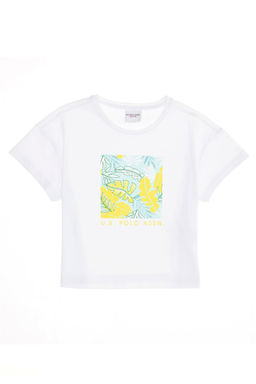 Белая футболка с круглым вырезом для девочек Неожиданная скидка в корзине