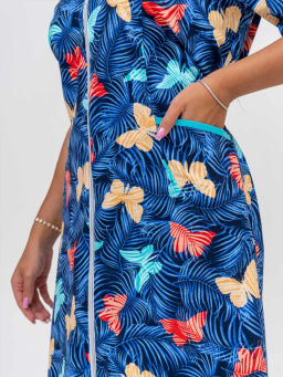 Халат женский, цвет синий красный