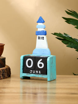 Календарь настольный Маяк, 11519 см, дерево, бирюзово-синий