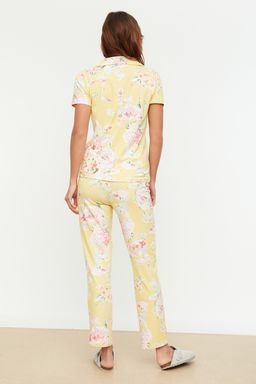 Trendyolmilla Sar? %100 Pamuklu Cicek Desenli Gomlek-Pantolon Orme Pijama Tak?m? THMSS20PT0063 фото 9