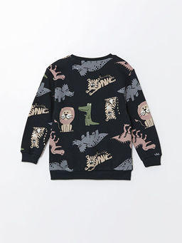 Bisiklet Yaka Uzun Kollu Bask?l? Erkek Bebek Sweatshirt