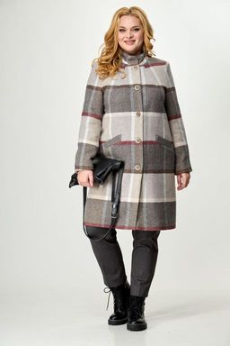 Пальто БелЭльСтиль 786 бежевая клетка фото 5