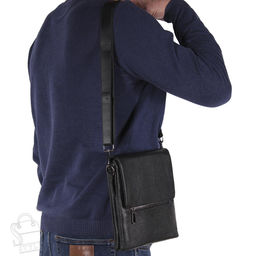 Сумка мужская кожаная 004-3QH black Heanbag