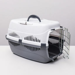 Переноска для животных до 9 кг Пижон, металлическая дверь, 43 х 29 х 27,5 см, бело-серая  фото 4