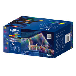 ULD-B5007-300/TBK MULTI IP67 Бахрома светодиодная с эффектом мерцания, 5м. Соединяемая. 300 светодиодов. Красный, желтый, синий, зеленый свет. Провод черный. TM Uniel - Volpe фото 14
