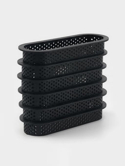 Формы для выпечки перфорированные Доляна «Овал», набор 6 шт., пластик, 14.6×5.4×2 см, чёрные