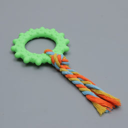 Игрушка жевательная с канатом Кольцо с хвостом, зелёная - Пижон фото 3