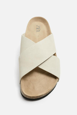 CROSS-STRAP LEATHER SANDALS - Zara фото 3