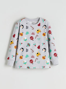 Bask?l? Erkek ?ocuk Pijama Tak?m?