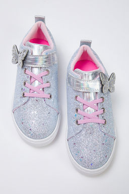 Trendyol Shoes Gri Kelebek Detayl? Simli C?rt Bantl? Ve Bagc?kl? K?z Cocuk Kids Spor Ayakkab? TAKSS25SN00051 - Trendyolmilla фото 2