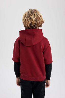 Толстовка свободного кроя с капюшоном и надписью NBA для мальчиков - Defacto фото 7