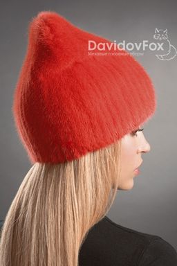 Шапка Бини норка алая