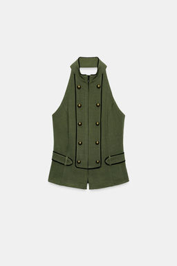 CUERPO HALTER BOTONES ESPALDA DESCUBIERTA / Khaki oscuro - Zara фото 6
