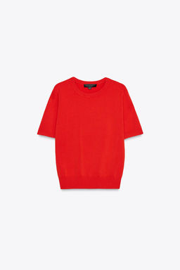 BASIC PLAIN KNIT SHORT SLEEVE TOP - Zara фото 43