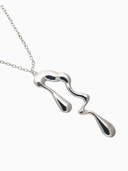 Гарнитур 2 предмета: кулон, серьги Капли таяние, цвет серебро