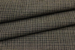 Пестрядь Мелкая клетка цв.бежевый/черный-2, СОРТ2, ш.1.45м, хлопок-95%, п/э-5%,140гр/м.кв - Купава фото 4