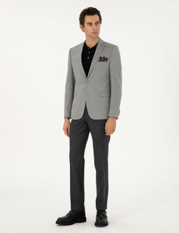 Брюки узкого кроя из ткани антрацитового цвета