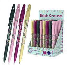 Цена за 50 шт. Ручка шариковая ErichKrause R-301 Stick Floral Soul 0.7, цвет чернил синий (в коробке по 50 шт.)