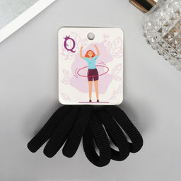 Цена за 7 шт. Резинки для волос «Вероника», набор 6 шт., обруч, 4 см, чёрные