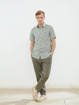 Regular Fit Keten Kar???ml? Erkek G?mlek