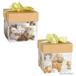 Цена за 12 шт. Коробка подарочная 10х10х10 см складная / 125 /уп 12/1200/Новый год