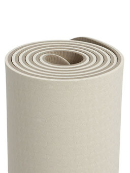 Коврик для фитнеса и йоги ONLYTOP, 183×61×0.8 см, молочный/темно-коричневый