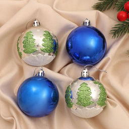 Цена за 2 шт. Ёлочные игрушки Дорофея ёлочки, шары новогодние, d=6 см, набор 4 шт., МИКС