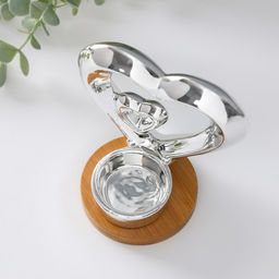 Подсвечник на 1 свечу Два сердца, серебро, 11?8?12.5 см