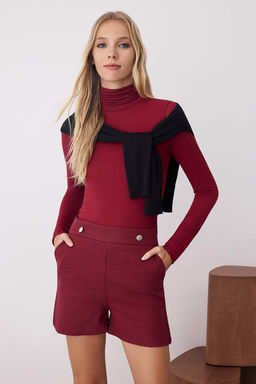 Bordo Tuvit Dugme Detayl? Sort & Bermuda TWOAW26SR00035
