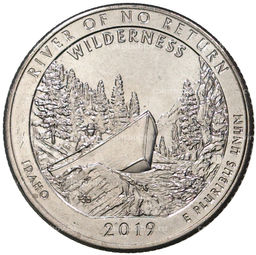Монета 25 центов (1/4 доллара) 2019 года D США Национальные парки  №50 Дикая местность Река Фрэнк Черч
