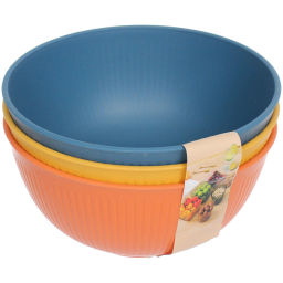 Салатник пластиковый "Луксор" 700мл в наборе 3шт 15*8см, цвета микс