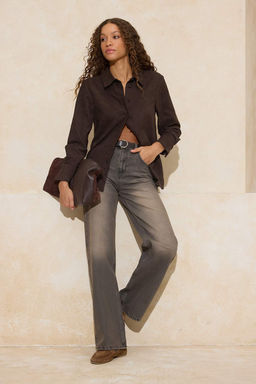 Antrasit Yuksek Bel Genis Paca Wide Leg Jeans TWOSS26JE00054