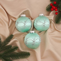 Ёлочные игрушки Хайдвин, шары новогодние, d=8 см, набор 3 шт., нежность, зелёный