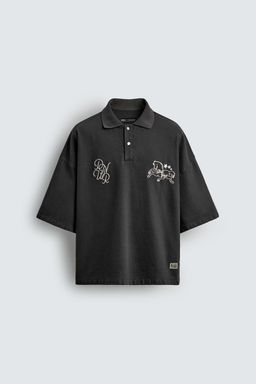 BOXY FIT EMBROIDERED POLO SHIRT