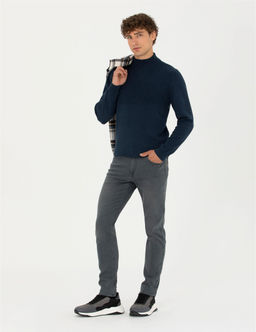 Lacivert Melanj Slim Fit Bal_k__ Yaka Triko Kazak - Pierre cardin фото 4