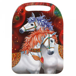 Доска разделочная деревянная Кони в поле 29х21х0,6см, Символ года 2026 (Россия)