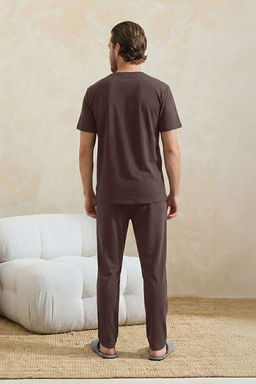 Kahverengi Regular Slogan Homewear Pijama Tak?m? TMNSS26PT00002