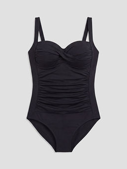 UV Korumal? ??kabilir Pedli B?zg? Detayl? Kad?n Mayo