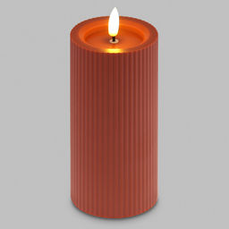 Свеча интерьерная, светодиодная на батарейках д7,4см h15(17,5)см, свет теплый, с мерцанием, матовый пластик, цвет красный, питание от 2-х батареек АА (в комплект не входят) (Китай)